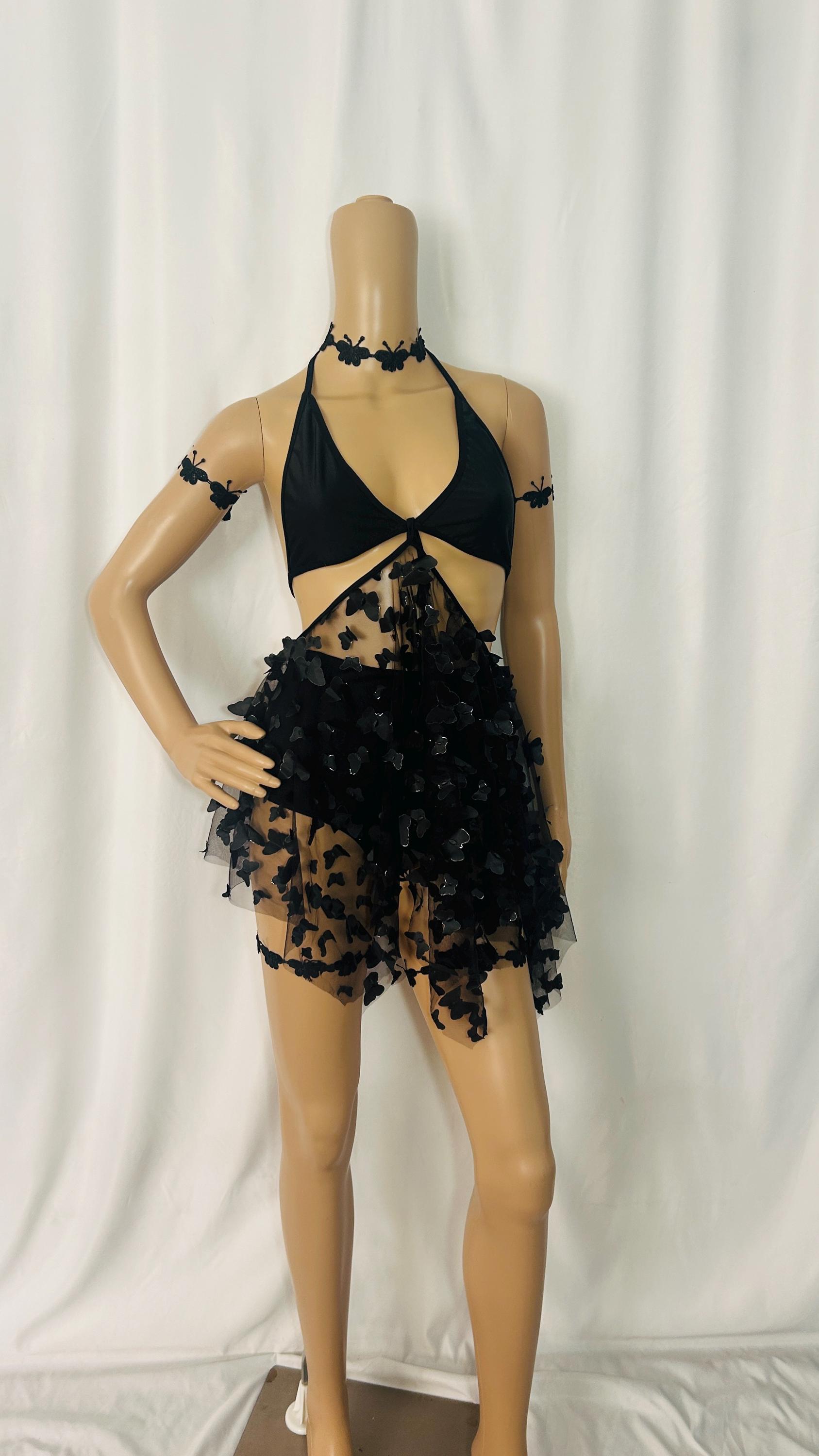 Boho Butterfly Festival Dress Sheer Rave Outfit Fairy Mini Dress ...