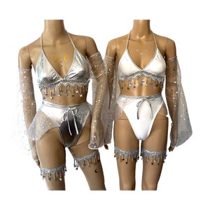 Festival Outfit for women Stars and Moons Galaxy Celestial Rave  Pieces Sold Separately  Arm Warmers