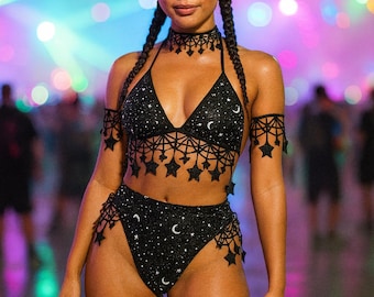 Cosmic Celestial Rave  Festival Outfit Pieces Sold Separately Leg Garters Bikini