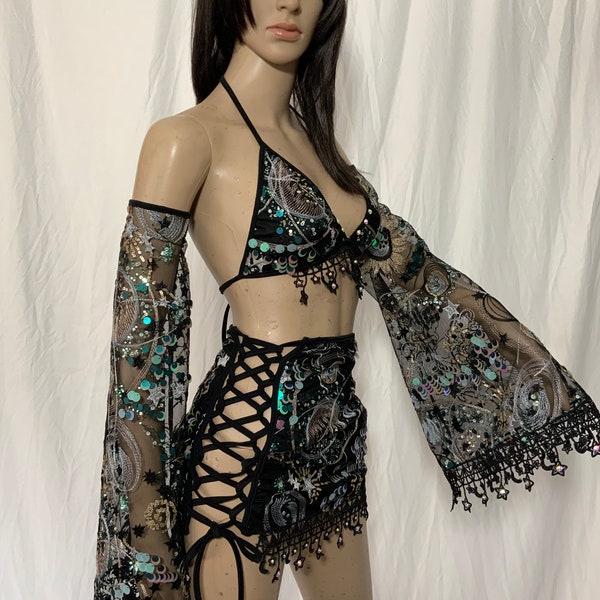 セレスティアルギャラクシー衣装：レイブフェスティバルトップス、スカート、アームウォーマー