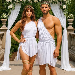 Greek Toga Costume for Roman Tunic with Laurel Crown | Greek God Costume for Parties, Halloween & Weddings