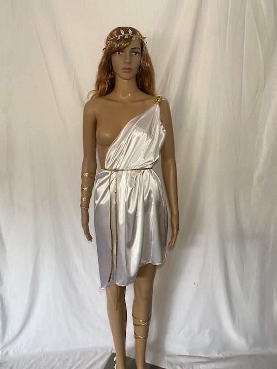 Greek Goddess Toga. Open Breast Gold Halloween Costume 