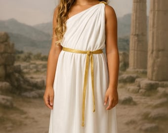 MCJC Costume de déesse Grecque Antique, Robe Longue en Velours Blanc avec Accents dorés, Robe de Style Toga Romain pour Halloween et Cosplay, Blanc, Small MCJC Costume de déesse Grecque Antique, Robe Longue en Velours Blanc avec Accents dorés, Robe de Style Toga Romain pour Halloween et Cosplay, Blanc, Small