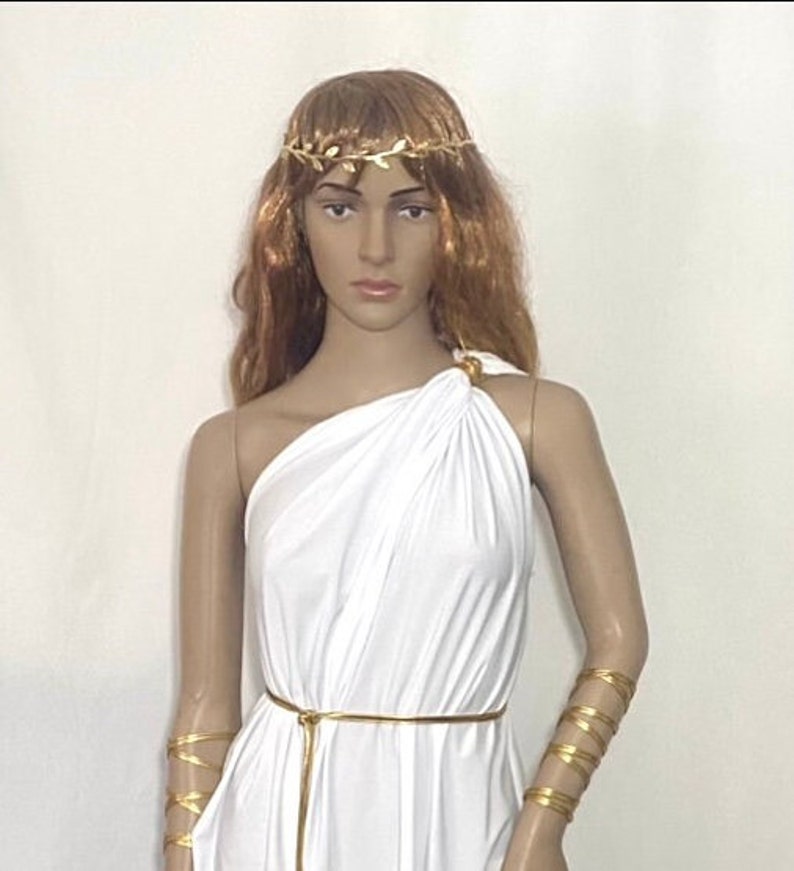 Greek Goddess Short Toga Gold Gorean Snake wraps Halloween Costume zdjęcie 2