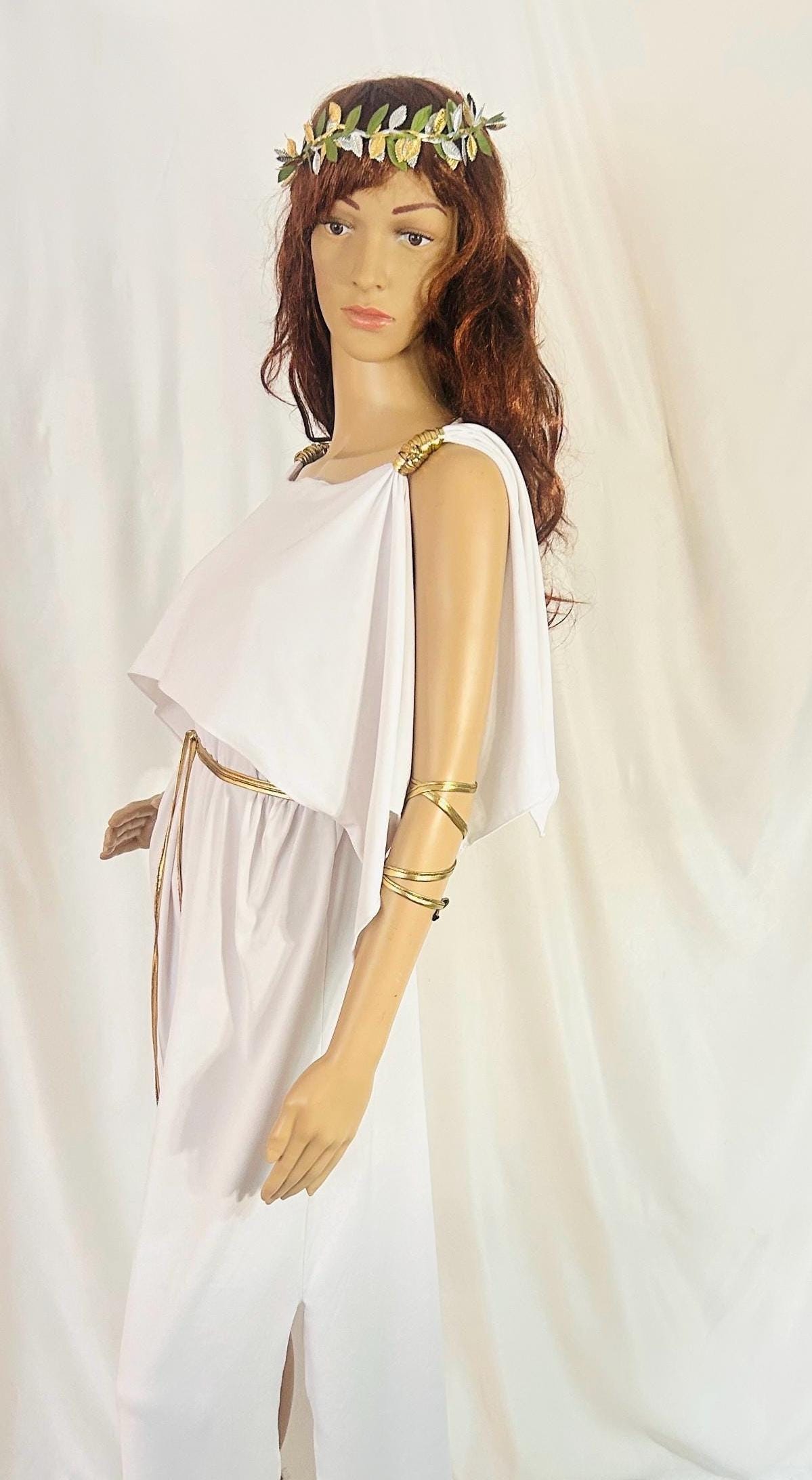 Greek Goddess Toga Dress With Gold Laurel Crown  Halloween Costume - Etsy