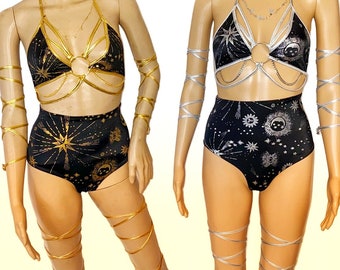 Stars and Moons Galaxy Celestial Rave  Festival Outfit