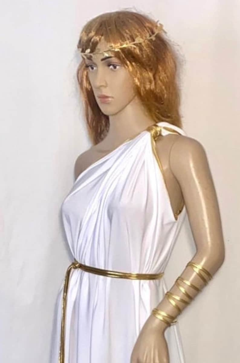 Greek Goddess Short Toga Gold Gorean Snake wraps Halloween Costume zdjęcie 6