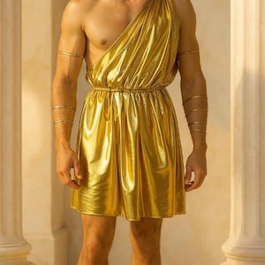 Personalized  Men’s Greek Goddess Toga Gold Halloween Costume