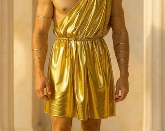 Personalized  Men’s Greek God  Toga Gold Halloween Costume