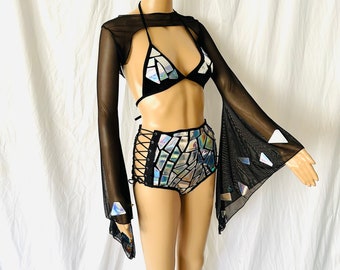 Mirror, disco ball, CRYSTAL, holographic, reflective, tave festival set