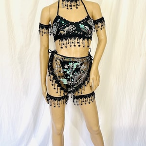 Stars and Moons Galaxy Celestial Rave  Festival Outfit Pieces Sold Separately Shrug Bell Bottoms Arm Warmers