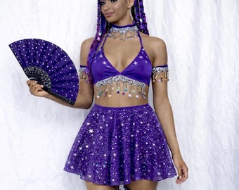 Celestial Galaxy Rave Outfit: Stars & Moons Festival Set