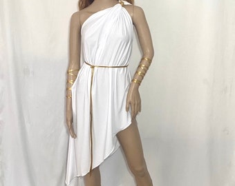 Greek Goddess Short Toga  Gold Gorean Snake wraps Halloween Costume