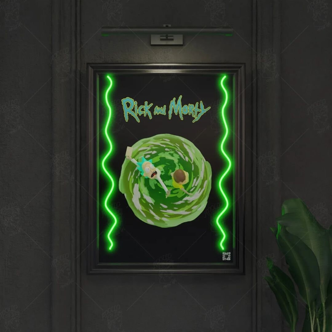 Rick and Morty 3D Modern Neon Painting Art Cartoon Neon Art Etsy