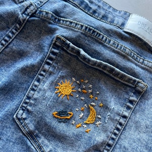 Embroidered Jean Shorts