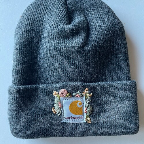Handstitched Carhartt Flower Beanie With Mushrooms Etsy