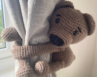 Bobby Bear Curtain Tie Backs crochet | PATTERN ONLY | baby nursery | crochet pattern | curtain tie backs | teddy bear