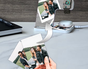 Personalized Photo Gift for Husband, Docking Station Men, Wireless Charger Phone Stand Photo Collage Gift for Boyfriend, Couple Anniversary