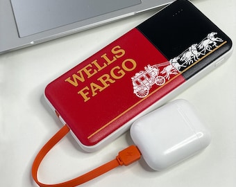 Custom Power Bank Company Logo Corporate Gifts Engraved Portable Charger with Cord Promotional Items Business Gift for Men Phone Charger