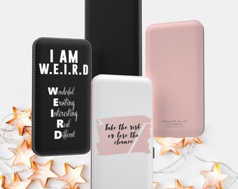 Custom Power Bank 9000 mAh Portable Charger Phone Accessory Personalized Powerbank Motivational Gift for Friend, Cell Phone Charger