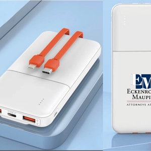 29 pcs Custom Power Bank, Company Logo Corporate Gifts, Portable Charger with Cord, Promotional Items, Business Gift for Men Phone Charger