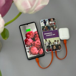 Regalo de collage de fotos, cargador portátil para iPhone y Android, regalo fotográfico para el Día de la Madre, banco de energía personalizado, regalo conmemorativo para perros de Photo