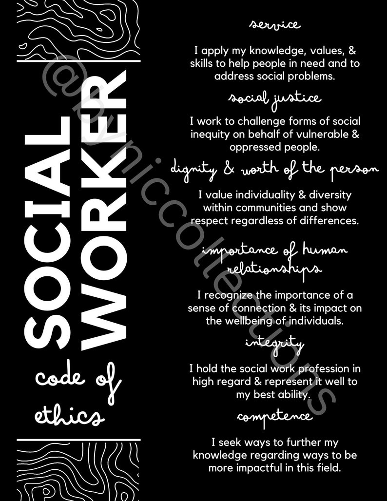 Social Work Wall Art, Social Work Wall Collage, Social Work Code of