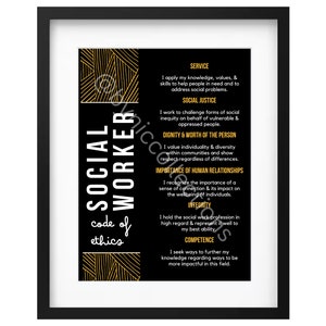 Social Work Wall Poster, Social Work Wall Art, Social Work Code of Ethics, Social Work Office Decor, Social Work Digital Prints, NASW
