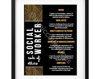 Social Work Wall Poster, Social Work Wall Art, Social Work Code of ...