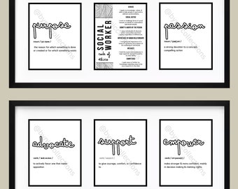 Social Work Wall Art, Social Work Wall Collage, Social Work Code of Ethics, Social Work Office Decor, Social Work Digital Prints, NASW