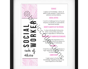 Social Work Wall Poster, Social Work Wall Art, Social Work Code of Ethics, Social Work Office Decor, Social Work Digital Prints, NASW