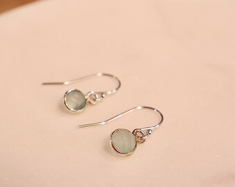 Chalcedony Earrings | March birthstone | Sterling Silver and Gold | Mother's Day Gift | Birthday Gift | Bridesmaid Gift