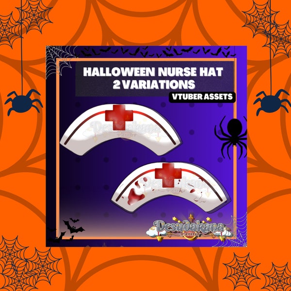 Vtuber Halloween Nurse Hat Asset | Nurse Hat 1 Simple, 1 Scary |Live2D, Props, Accessory, Twitch, Youtube,