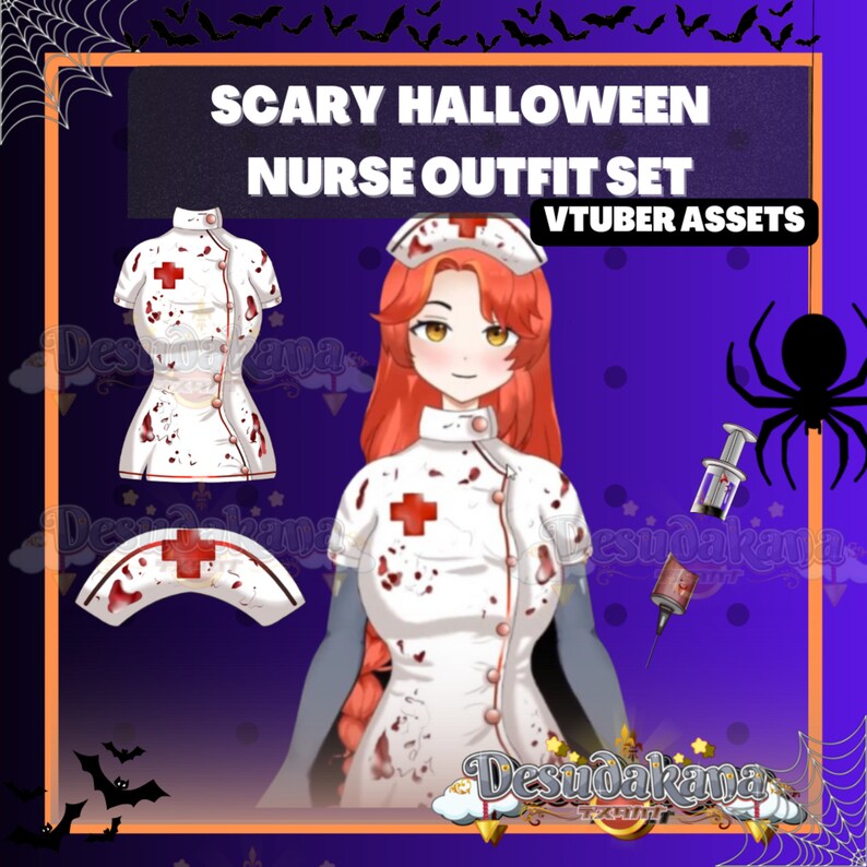 Vtuber Halloween Scary Nurse Outfit Set 1 Scary Serynge 1 Etsy UK
