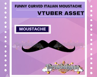 Vtuber Funny Curved Italian Moutache Asset | Italian Moustache |Live2D, Props, Accessory, Twitch, youtube,