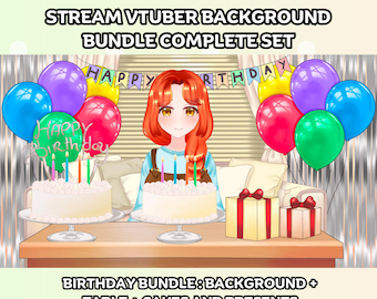 Fondo de cumpleaños de Vtuber + paquete de escritorio + recursos de cumpleaños