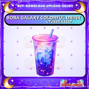 Boba Galaxy Colorful Drink Vtuber Asset | Live2D, Props, Accessory, Twitch, youtube,