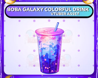 Boba Galaxy Colorful Drink Vtuber Asset | Live2D, Props, Accessory, Twitch, youtube,