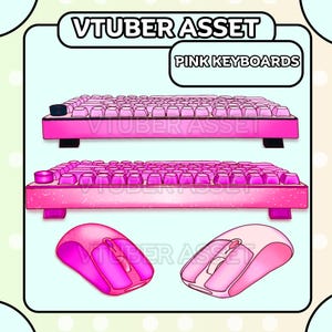 Vtuber Asset Keyboard Simple Minimalist Color | Pink |2 Keyboards, 2 Mouses |Live2D, Props, Accessory, Twitch,