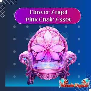 Pink Flower Angel Chair Vtuber Asset | Antique Vintage Whimsical Crystals Girly Chair |Live2D, Props, Accessory, Twitch, YouTube,
