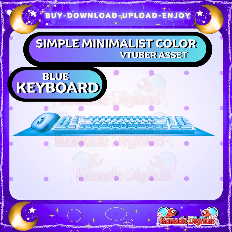 Vtuber Asset Keyboard Simple Minimalist Color Blue Keyboard, Mouse, Pad
