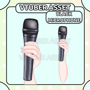 Vtuber Microphone Asset | Hand Holding Black Microphone |Live2D, Props, Accessory, Twitch, youtube,