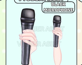 Activo de micrófono Vtuber / Micrófono negro de mano / Live2D, accesorios, accesorios, Twitch, youtube,