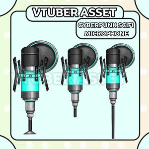 3 Vtuber Cyberpunk Microphones Asset | Cyber Punk Microphone |Live2D, Props, Accessory, Twitch, youtube,