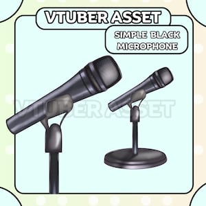 Vtuber Microphone Asset | Simple Black Standing Table Microphone |Live2D, Props, Accessory, Twitch, youtube,