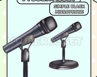 Activo de micrófono Vtuber / Micrófono de mesa de pie negro simple / Live2D, accesorios, accesorios, Twitch, youtube,