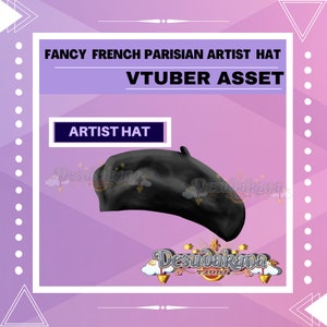 Vtuber Fancy French Artist Hat Asset | Fancy French Artist Hat  |Live2D, Props, Accessory, Twitch, youtube,