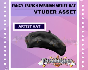 Vtuber Fancy French Artist Hat Asset | Fancy French Artist Hat  |Live2D, Props, Accessory, Twitch, youtube,
