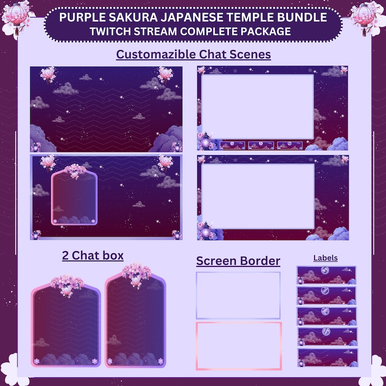 Purple Sakura Japanese Temple Stream Complete Bundle Package - Etsy