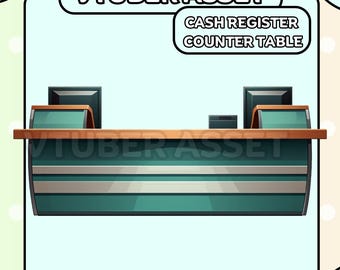 Mostrador de caja registradora, mesa de escritorio, activo de Vtuber / cajero, gerente de restaurante, mesa de decoración de transmisión, escritorio / Live2D, accesorios, YouTube, Twitch